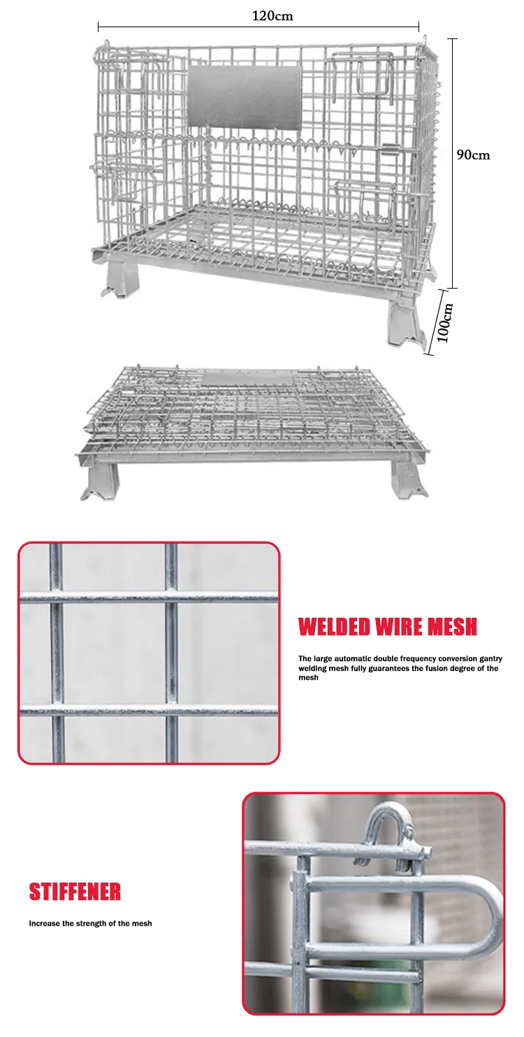 Folding Wire Mesh Container, 1200 x 1000 mm, detail 3