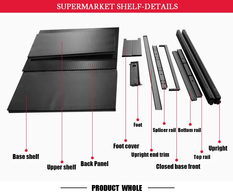 Lozier Style Gondola Shelving, Single Sided Black, detail 2