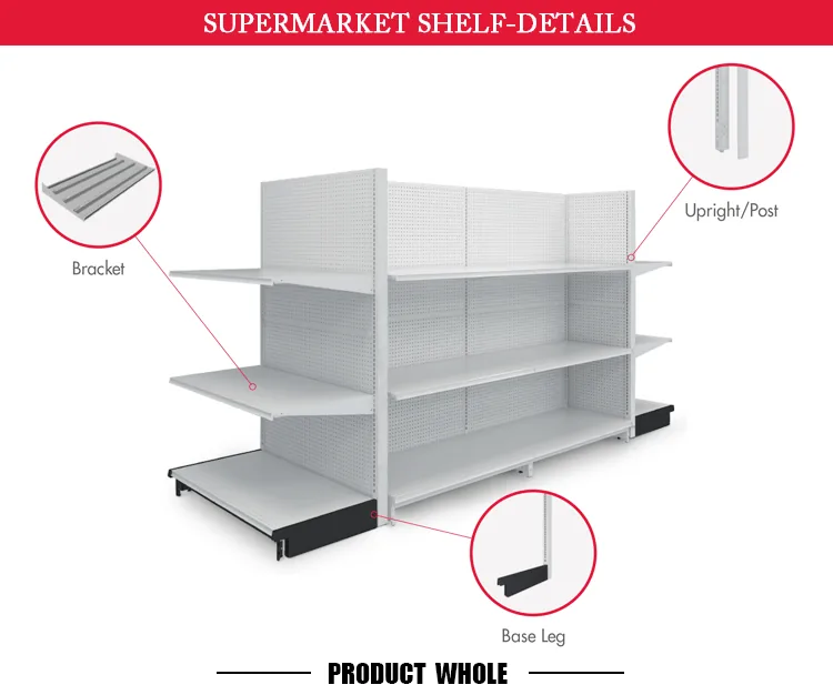 Lozier Compatible Gondola Shelving, Double Sided White, detail 2