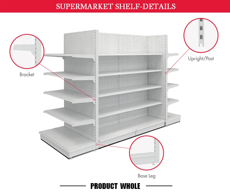 S50 Metal Gondola Shelving, Double Sided Island Run, detail 2