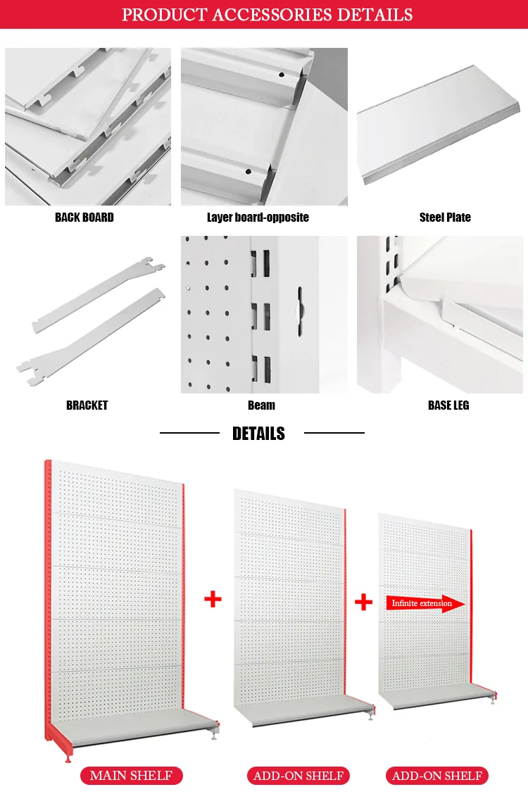Hole Back Gondola Shelving, Single or Double Sided, detail 3