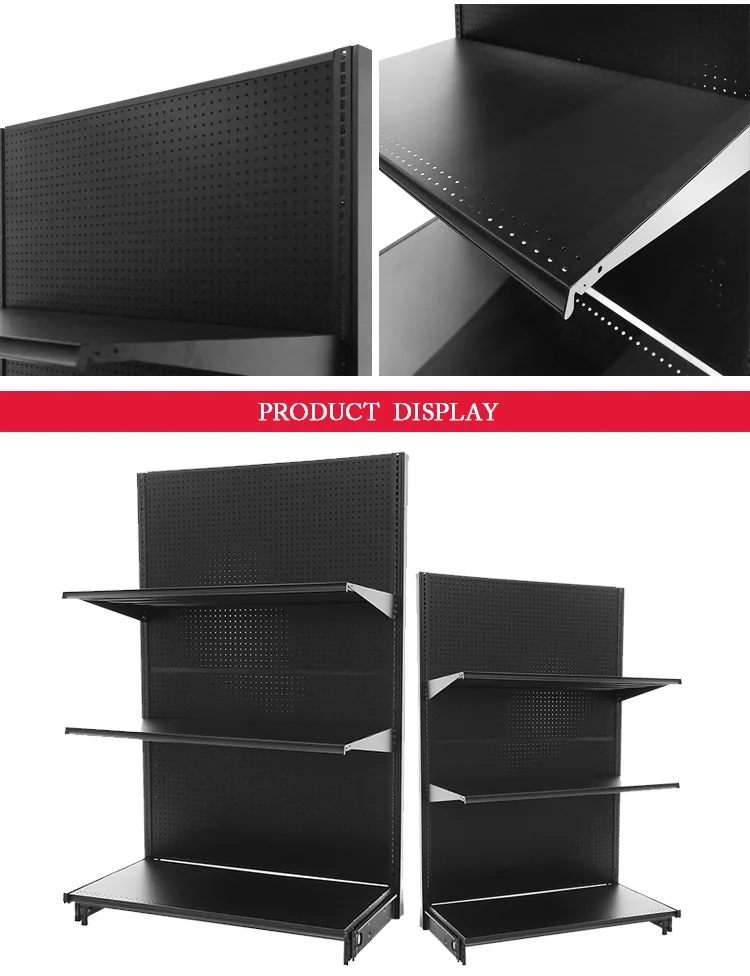Lozier Style Gondola Shelving, Single Sided Black, detail 4