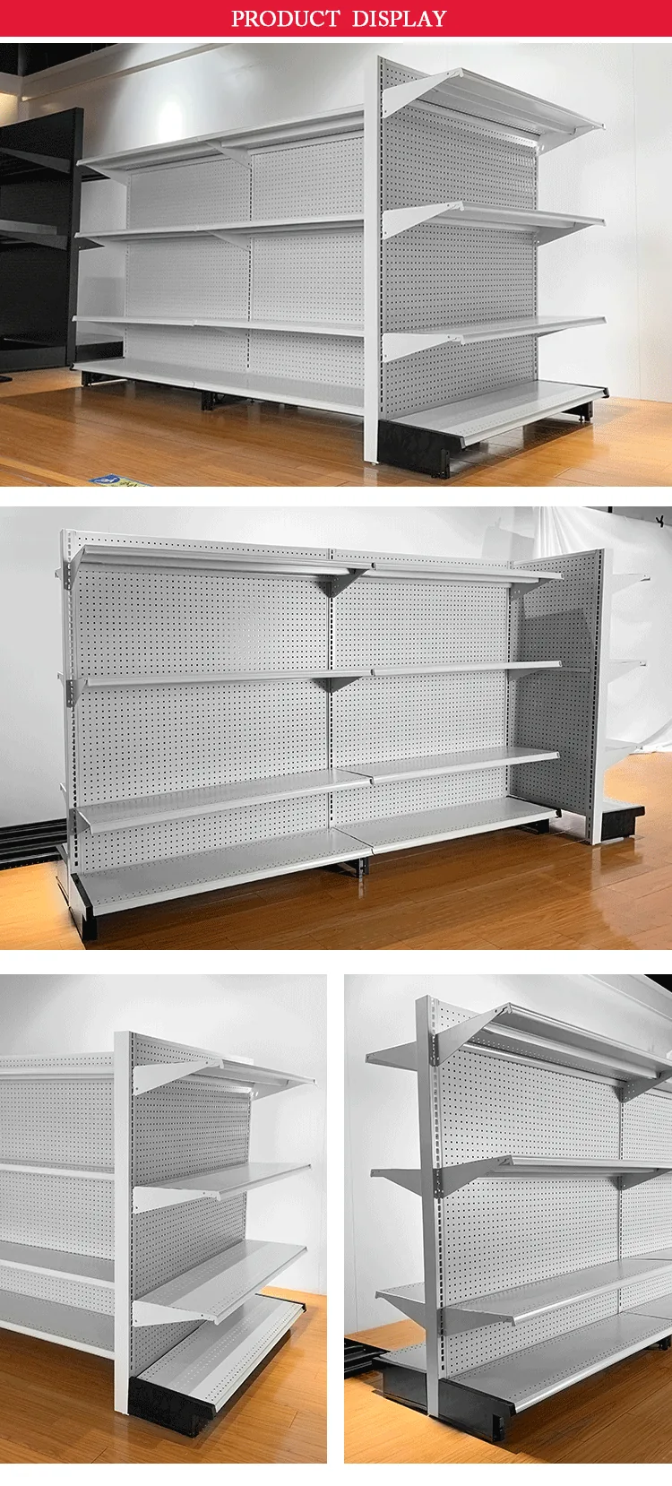 Lozier Compatible Gondola Shelving, Double Sided White, detail 4